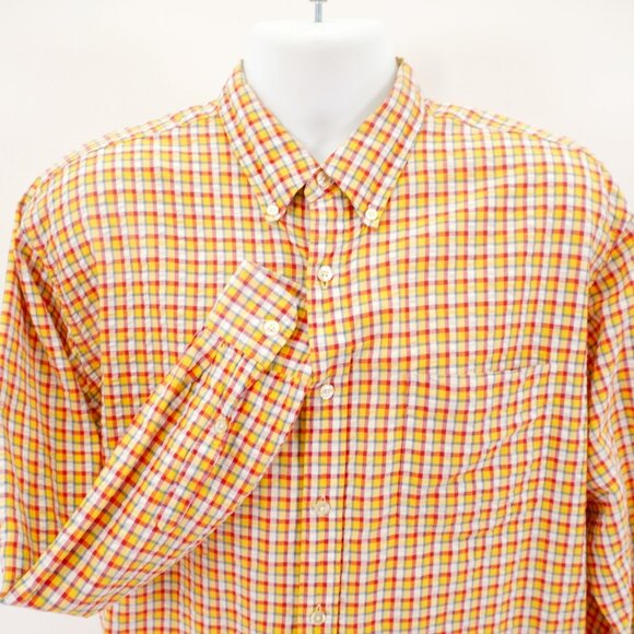 J. Crew Large Red Yellow Blue Check Pocket Button Down Long Sleeve Cotton - Picture 1 of 8
